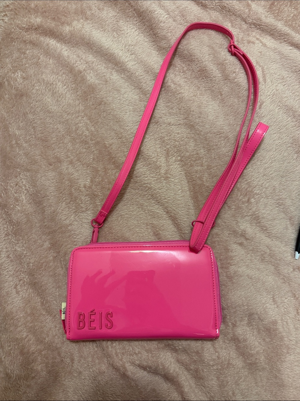 BEIS Hot Pink Patent Crossbody Bag